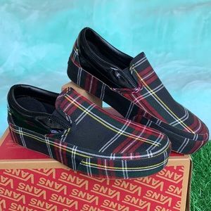 VANS CLASSIC SLIP ON PLATFORM PATENT PLAID WMNS
